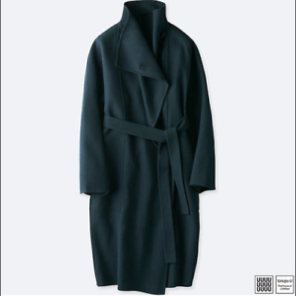 Uniqlo U Double Face Wrap Wool Long Coat Navy Blue - Picture 1 of 1